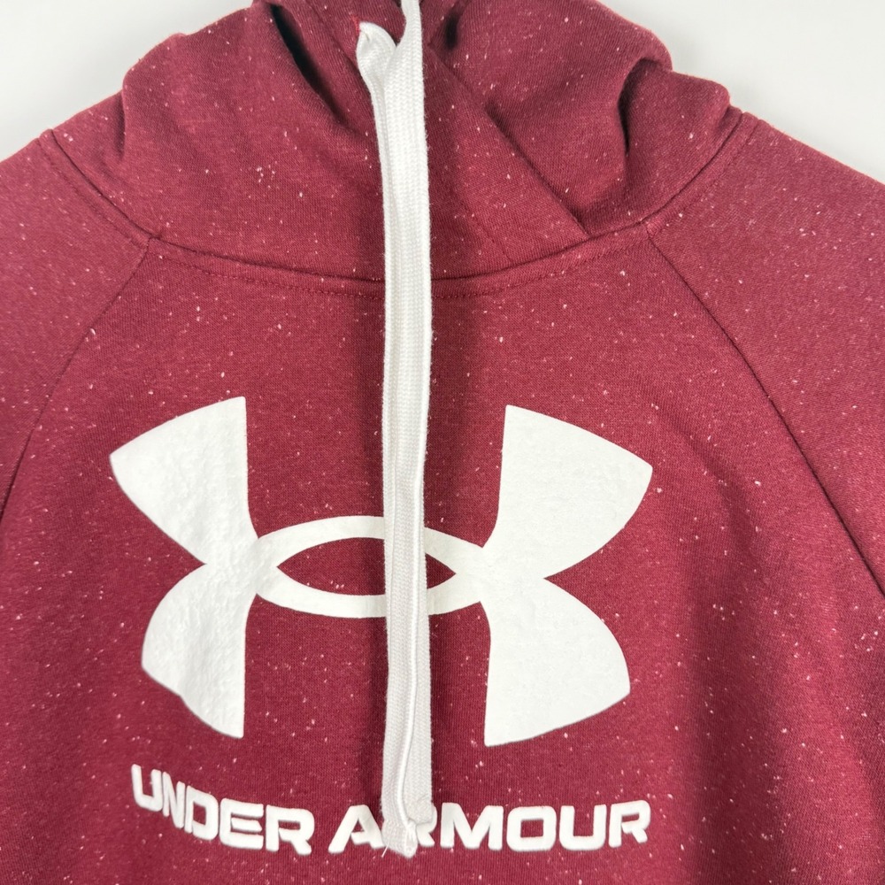 Under Armour Womens Rival Fleece Logo Hoodie Maroon Speckled- Size Medium - Picture 4 of 7